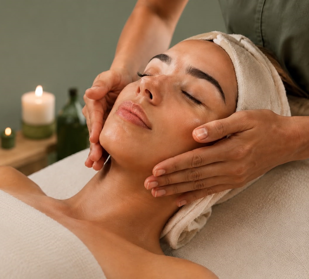 A facial treatment in progress